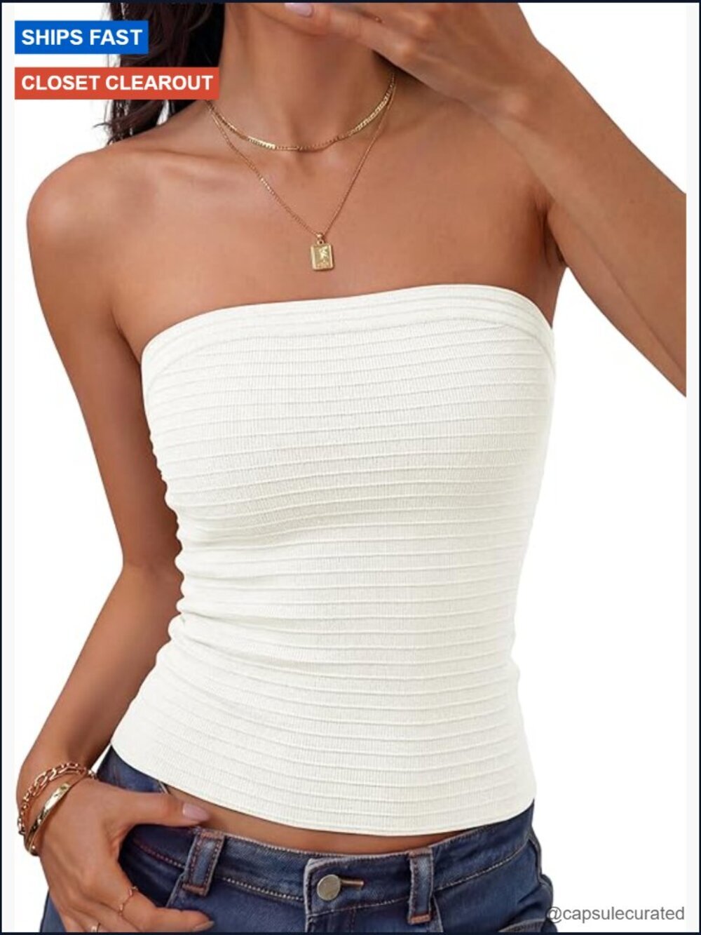 Strapless Tube Top Ribbed Knit Crop Bandeau Ruched Beach Summer Tops